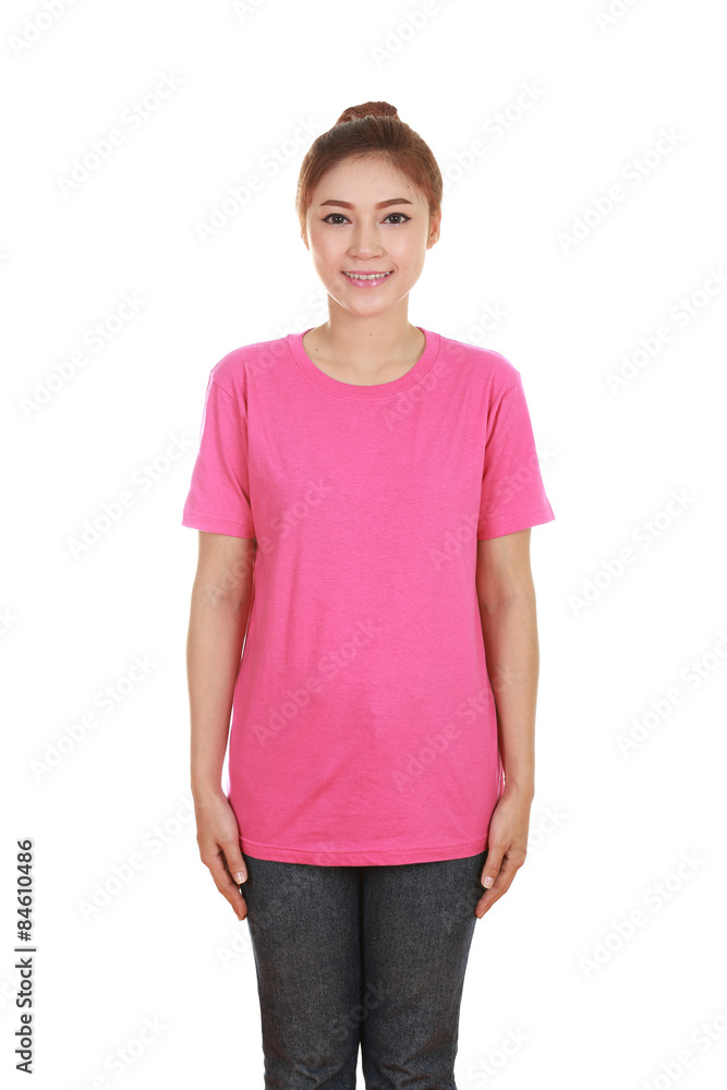 young beautiful female with blank t-shirt young beautiful female with blank t-shirt
