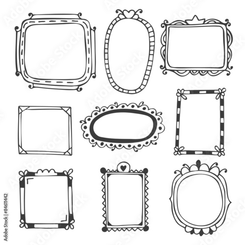 Hand drawn frames. Vintage photo frames