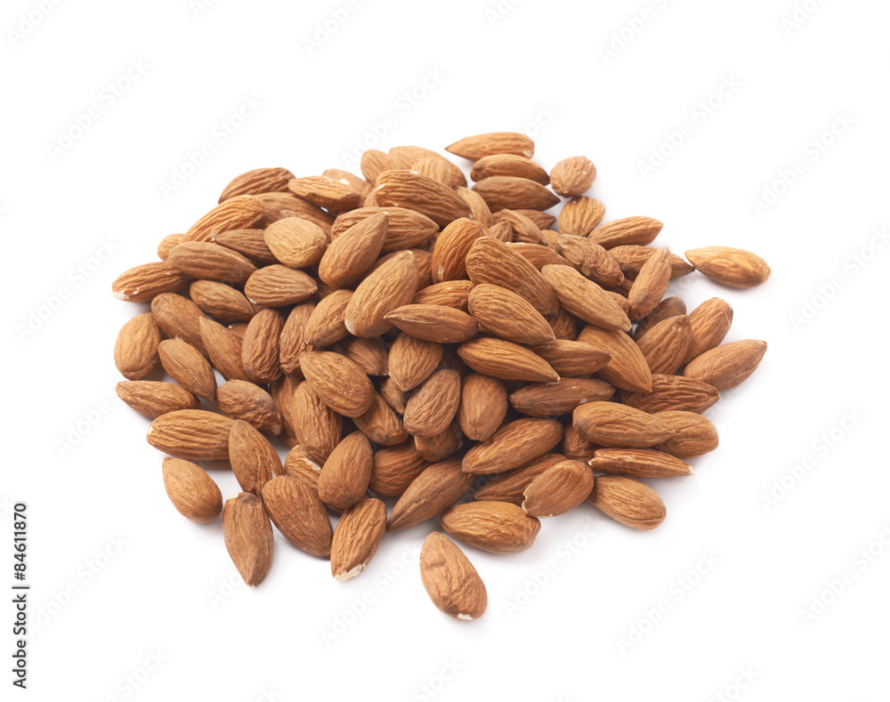 Pile of multiple almond seeds isolated Pile of multiple almond seeds isolated