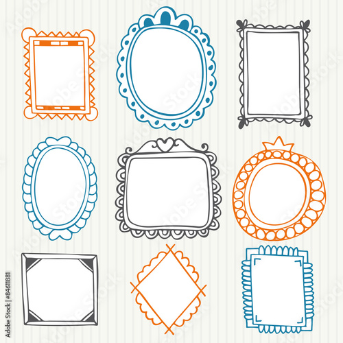 Vintage photo frames. Hand drawn collection