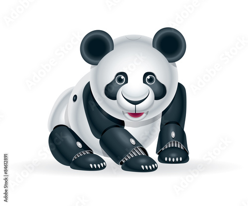 Fototapeta Naklejka Na Ścianę i Meble -  Illustration of cute little panda cub robot