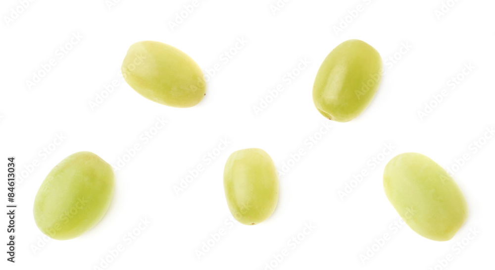 Five single white grapes isolated Five single white grapes isolated