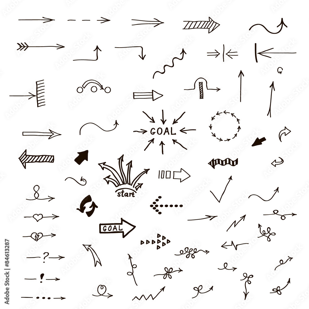 Set of hand-drawn arrows Set of hand-drawn arrows