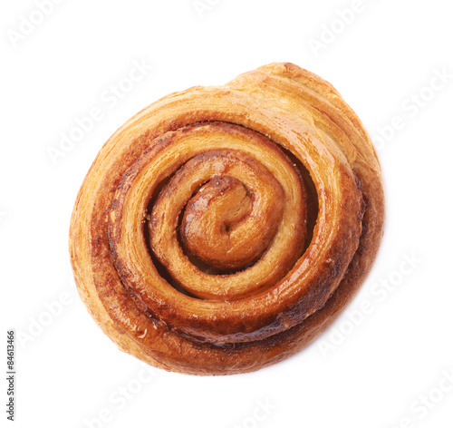 Obraz na plátně Sweet cinnamon bun roll isolated