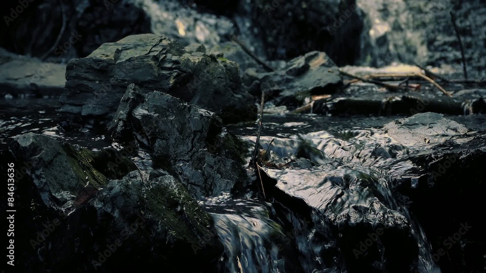 Dramatic Rocky Stream Flowing Closeup Dramatic Rocky Stream Flowing Closeup