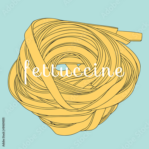 Vector hand drawn pasta. Fettuccine nest illustration. Italian food 