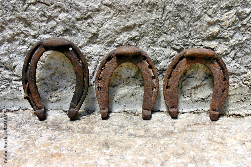 Three rusty horseshoes Three rusty horseshoes