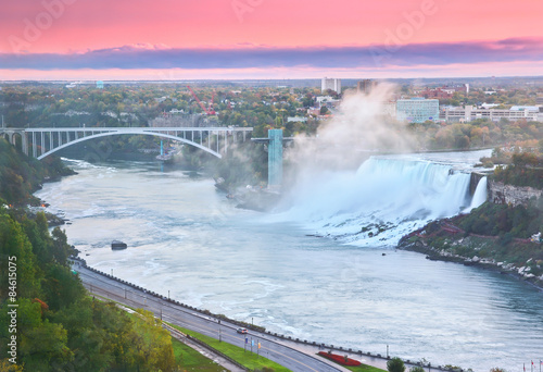 View of Niagara Falls at dawn