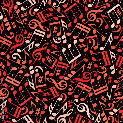 Red musical notes seamless ...