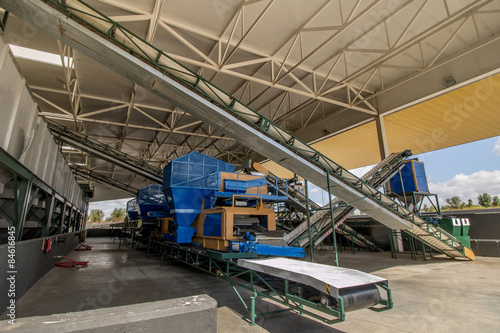 View of a modern processing unit machinery for olive oil.