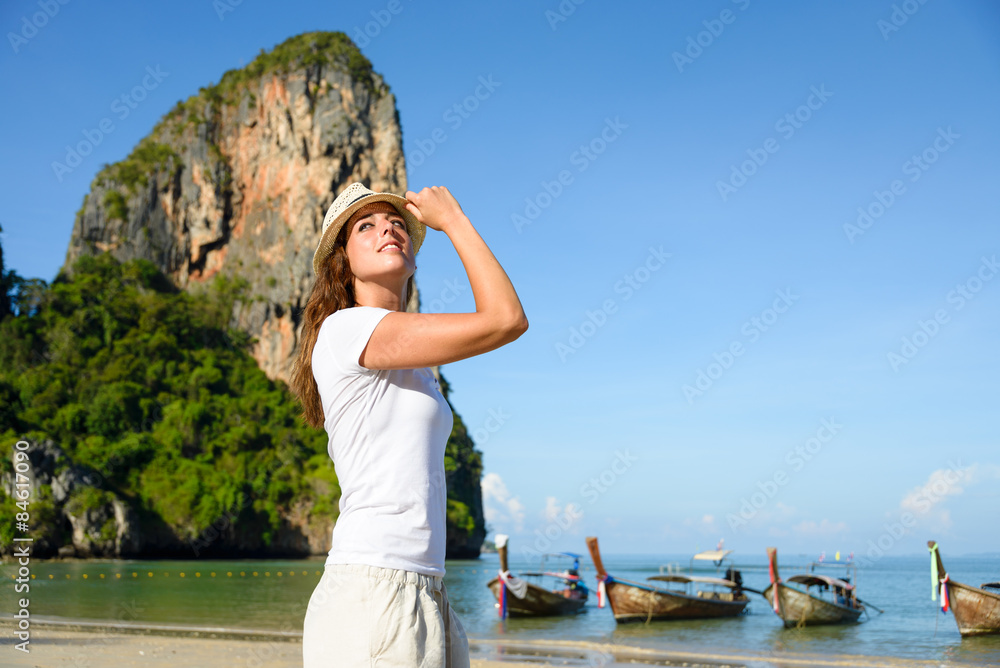 Woman at Krabi beach in Thailand