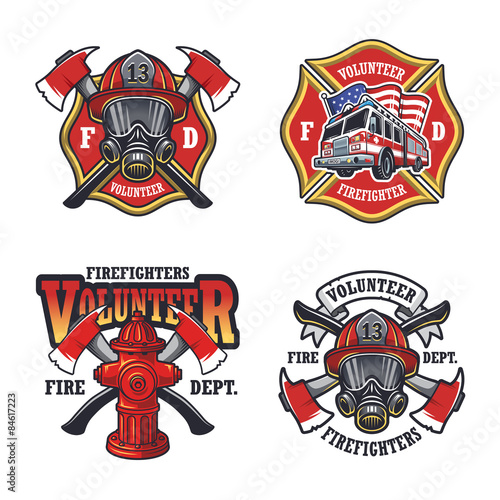 Set of firefighter emblems