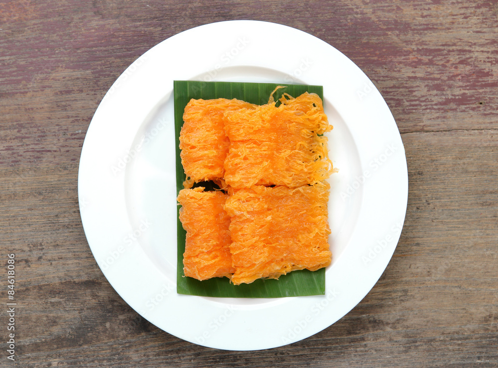 Thai dessert,golden threads. View from above. Thai dessert,golden threads. View from above.