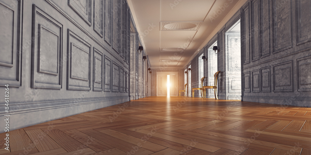  luxury corridor. 3d design concept - obrazy, fototapety, plakaty 