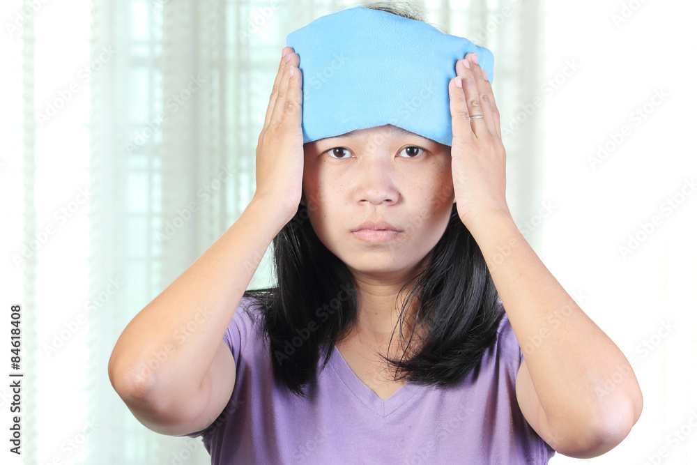 Head cold or Hot Therapy Woman. Head cold or Hot Therapy Woman.