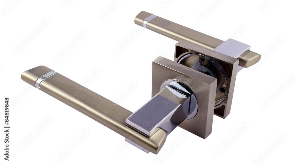 Door handle for silver on a white background Door handle for silver on a white background