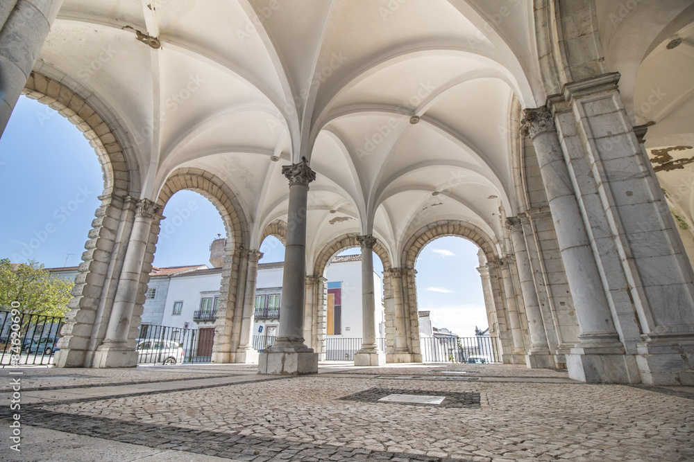 Outdoor view of the beautiful church of Misericordia in Beja, Portugal.