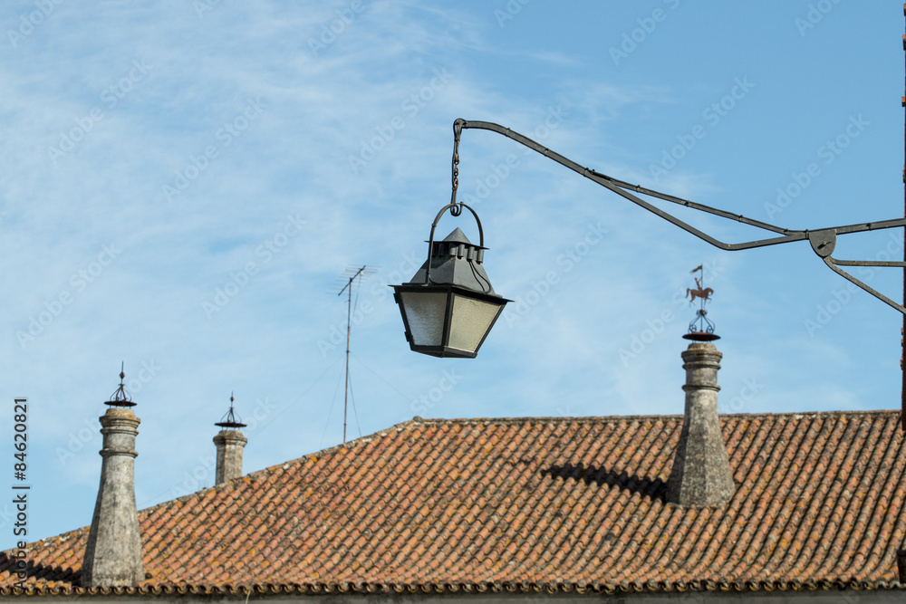 View of typical chimney architecture of the Portuguese buildings.