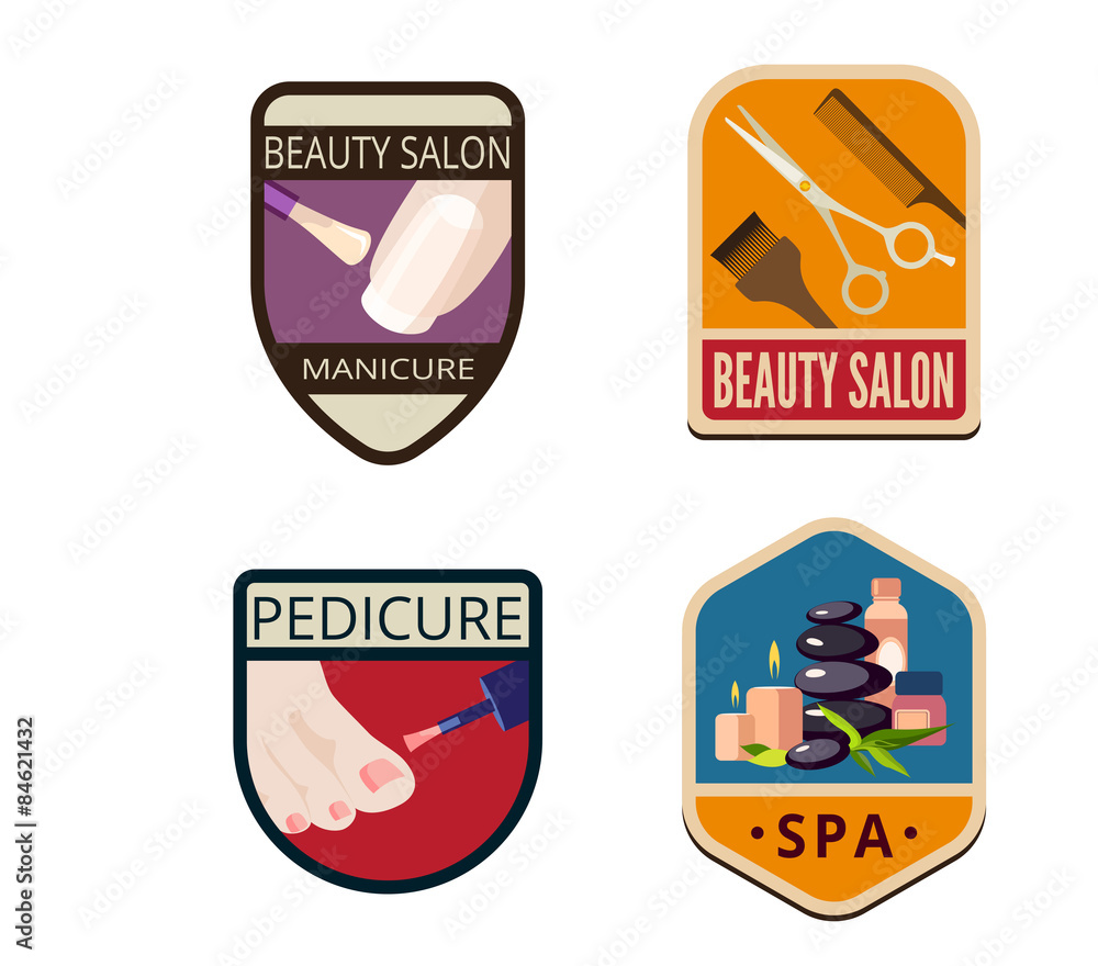 Beauty Salon SPA Vintage Labels vector icon design collection. S