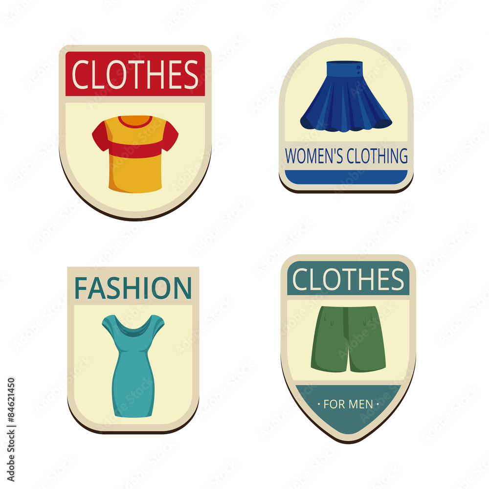 Clothes Vintage Labels vector icon design collection. Shield ban