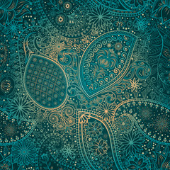 Fototapete Ethno-Muster Vintage Blumenmuster im Ethno Stil  © Machara