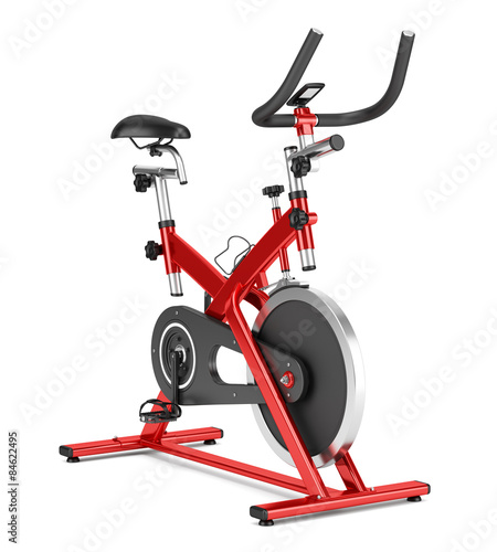 stationary exercise bike isolated on white background