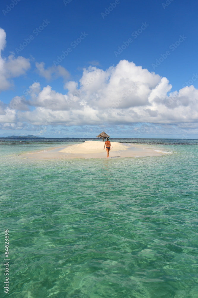 woman deserted dream island st vincent et les grenadines caribbean
