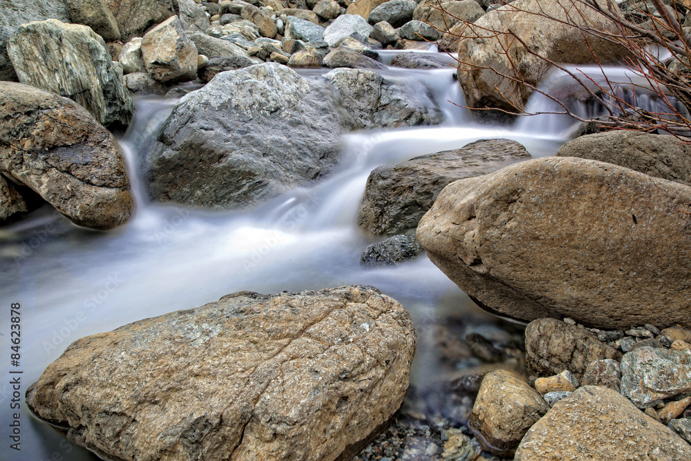 winter river with rocks