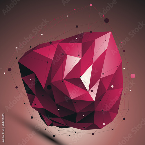 Ruby vector digital 3d abstraction, lattice geometric polygonal