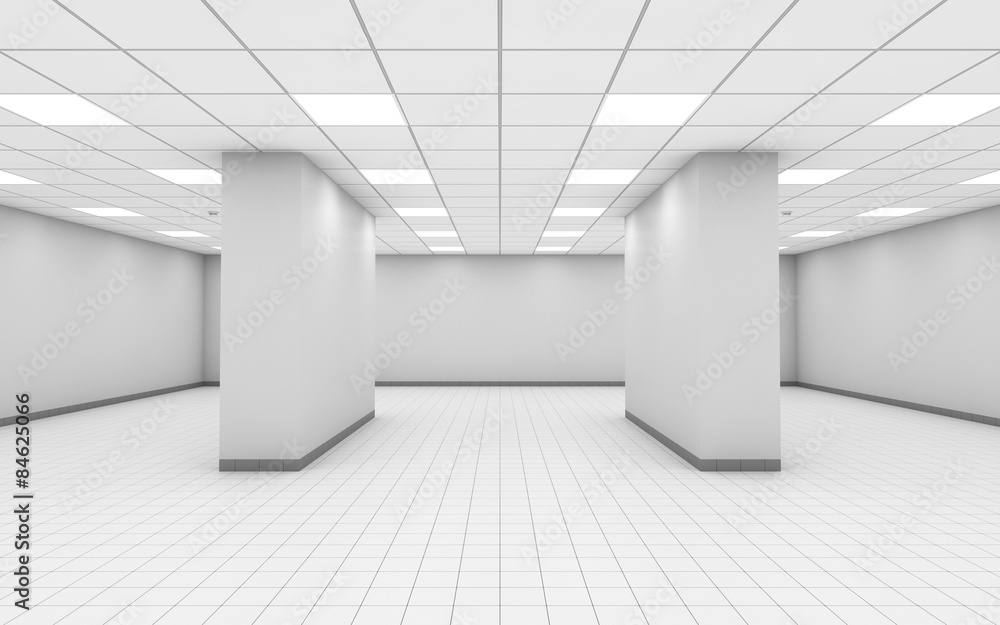 3 d empty white office room interior with columns 3 d empty white office room interior with columns