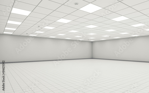 Abstract wide empty office room interior 3d