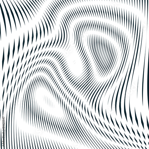 Optical background with monochrome geometric lines. Moire patter