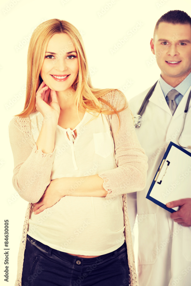 Pregnant woman with her doctor