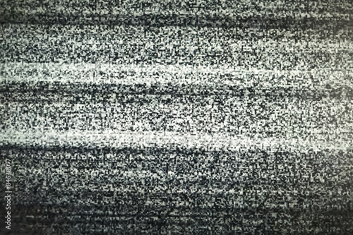 Television screen with static noise caused by bad signal recepti photo
