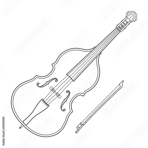 dark contour contrabass music instrument illustration.