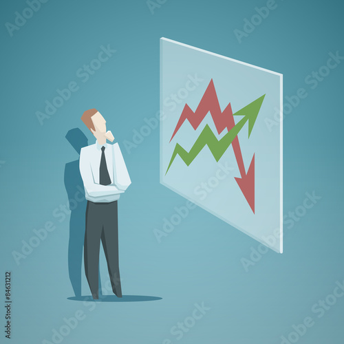 Businessman looking at the graph