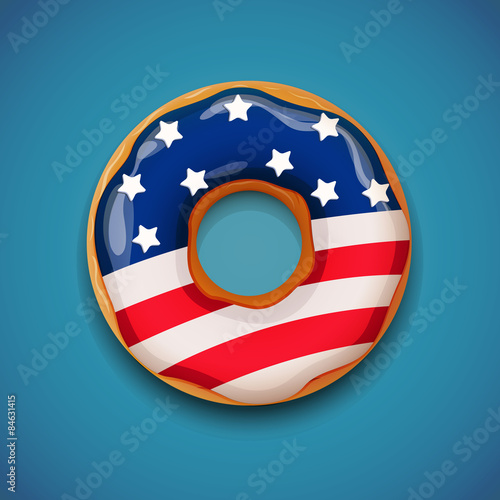 Independence day - Donut with flag of USA