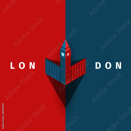 London vector poster with Big Ben in simple style