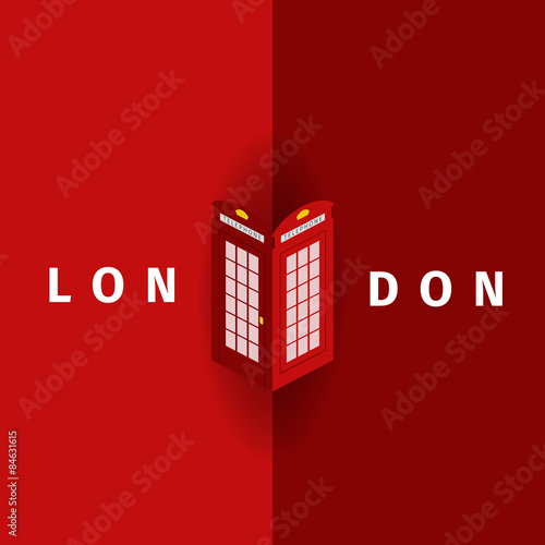 London Vector poster with traditional telephone booth