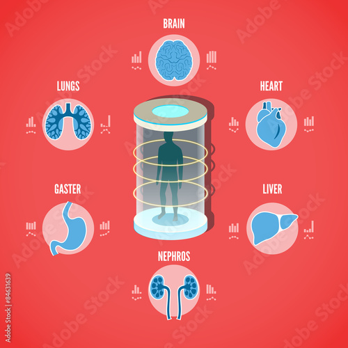 Vector illustration of Medical health screening concept with ico