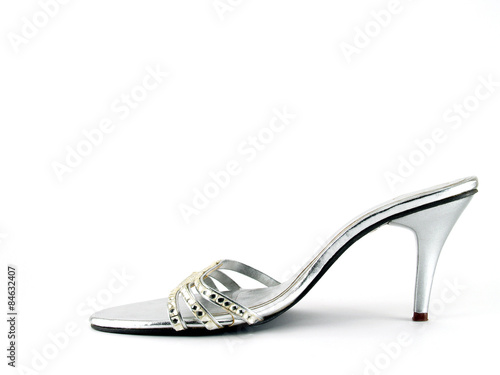 high-heeled shoe on white background