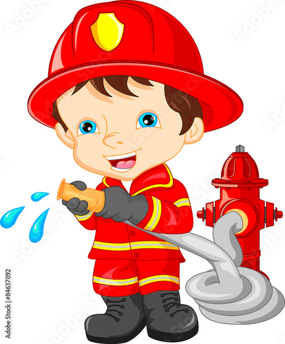 young boy wearing Firefighter cartoon 