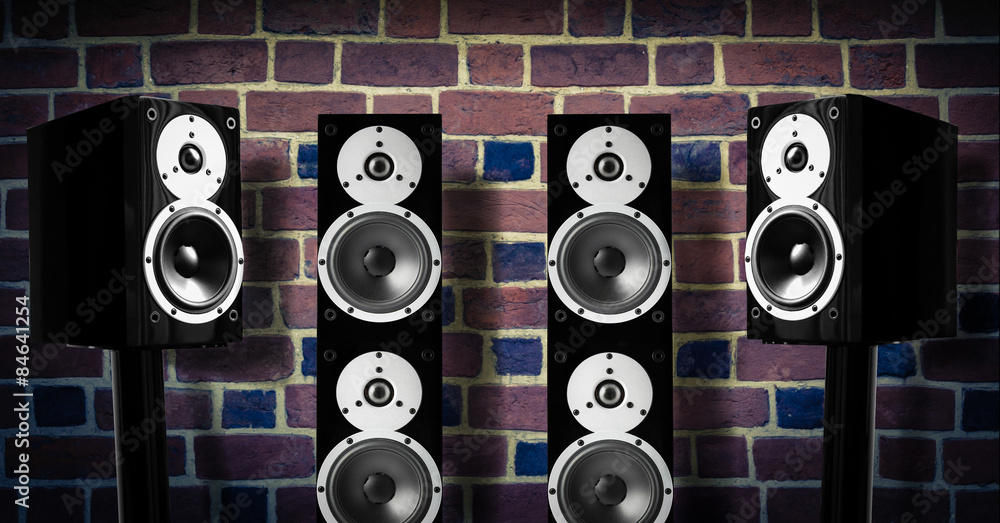 Obraz premium Black music speakers