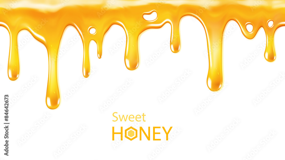 Dripping honey seamlessly repeatable - obrazy, fototapety, plakaty 