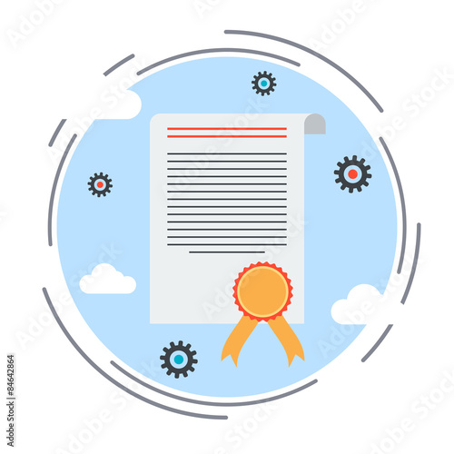 Certificate, diploma, charter flat design style vector illustration