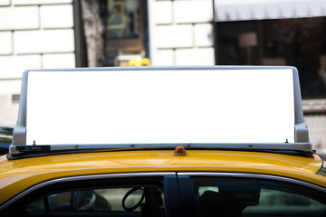 Sierkussen New York taxi Leeg reclamebord op gele taxi  © Photomika