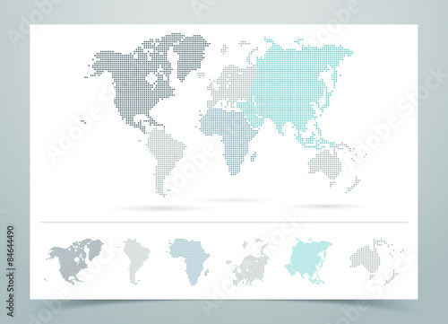 World Map Dotted Vector With Continents 