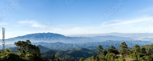 Panoramic sky on a sunny day. Chiang Mai, Thailand.