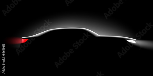 realistic business car silhouette in the dark