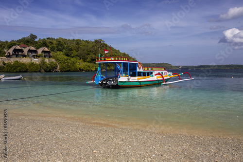 public boats tied up at the beach, Nusa Penida, Indonesia